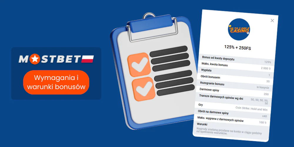 Zapoznaj się z wymaganiami dotyczącymi otrzymania bonusów od Mostbet